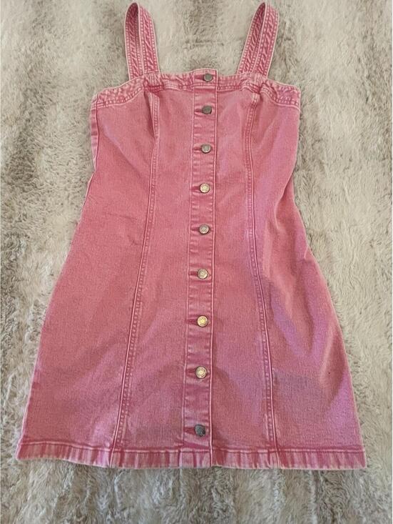 GAP Dresses & Skirts - GAP Pink Denim Mini Dress Button Front Strappy NWT Size Small